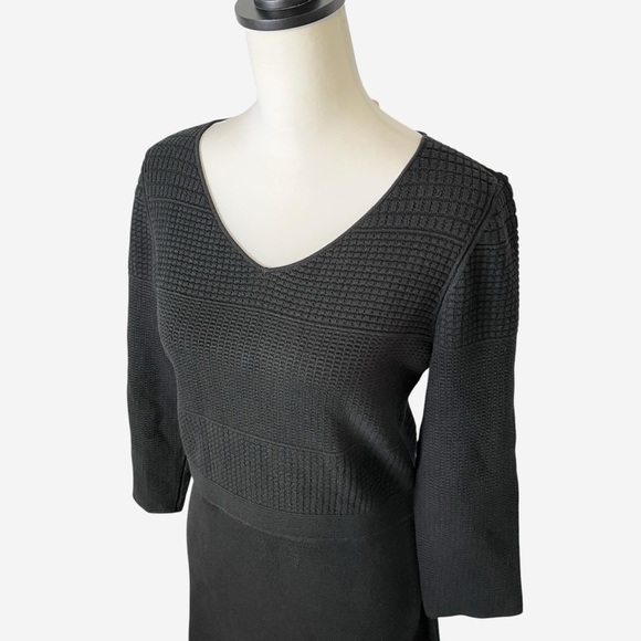 Talbots Multi-Textured Knit Dress Size M 3/4 Sleeves V-Neck Knee Length NEW - Picture 3 of 11